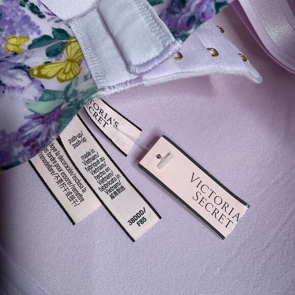 Victoria's Secret PUSH-UP Bra 38 DDD Feedom Cloud Periwinkle Floral Butterfly 🦋 - Picture 7 of 10